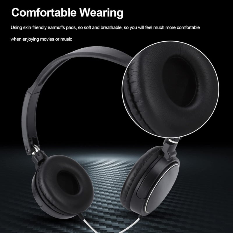 fosa Foldable Head Mounted Headphone Mini Wired Headset Hands Compact Stereo HiFi Music Headset Support Rotatable Ear Cup Adjustable Headband Support TF Card - Image 4